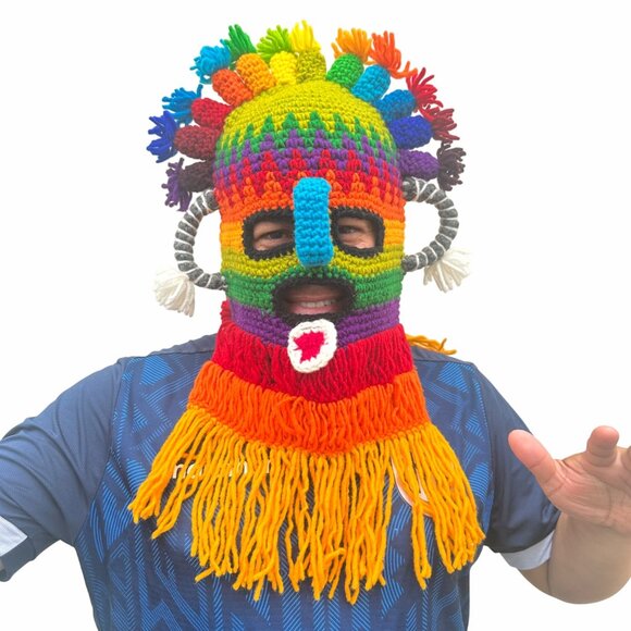 ⭐OZ Handmade Exotic Adult Mask Aya Diablo Huma Incas Ecuador Inti Raymi festival - Picture 2 of 4